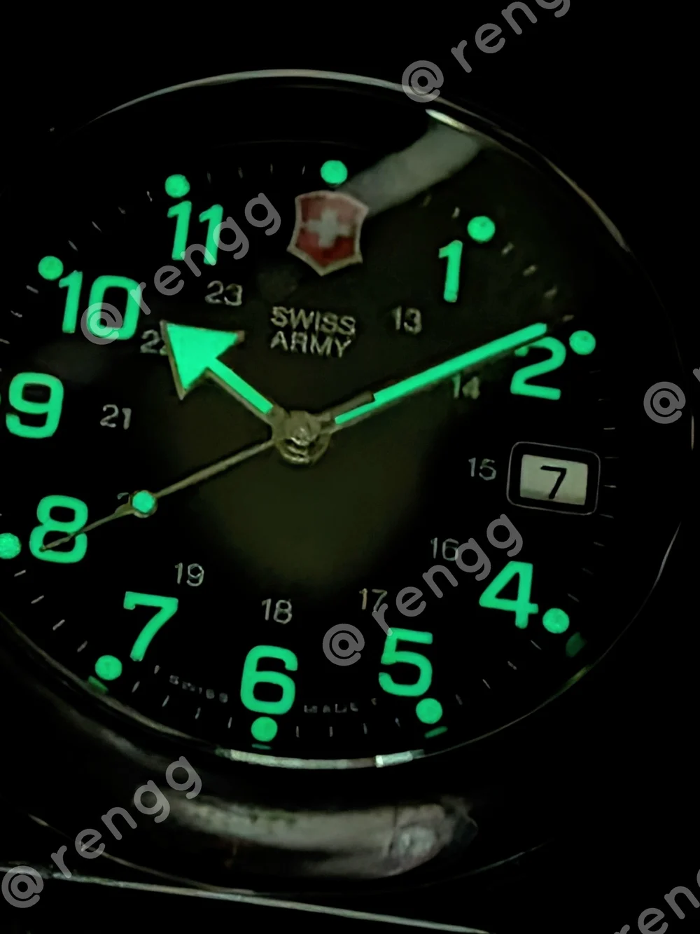 Renegade Victorinox Swiss Army Black  Green Accent Field Watch Sapphire 38mm